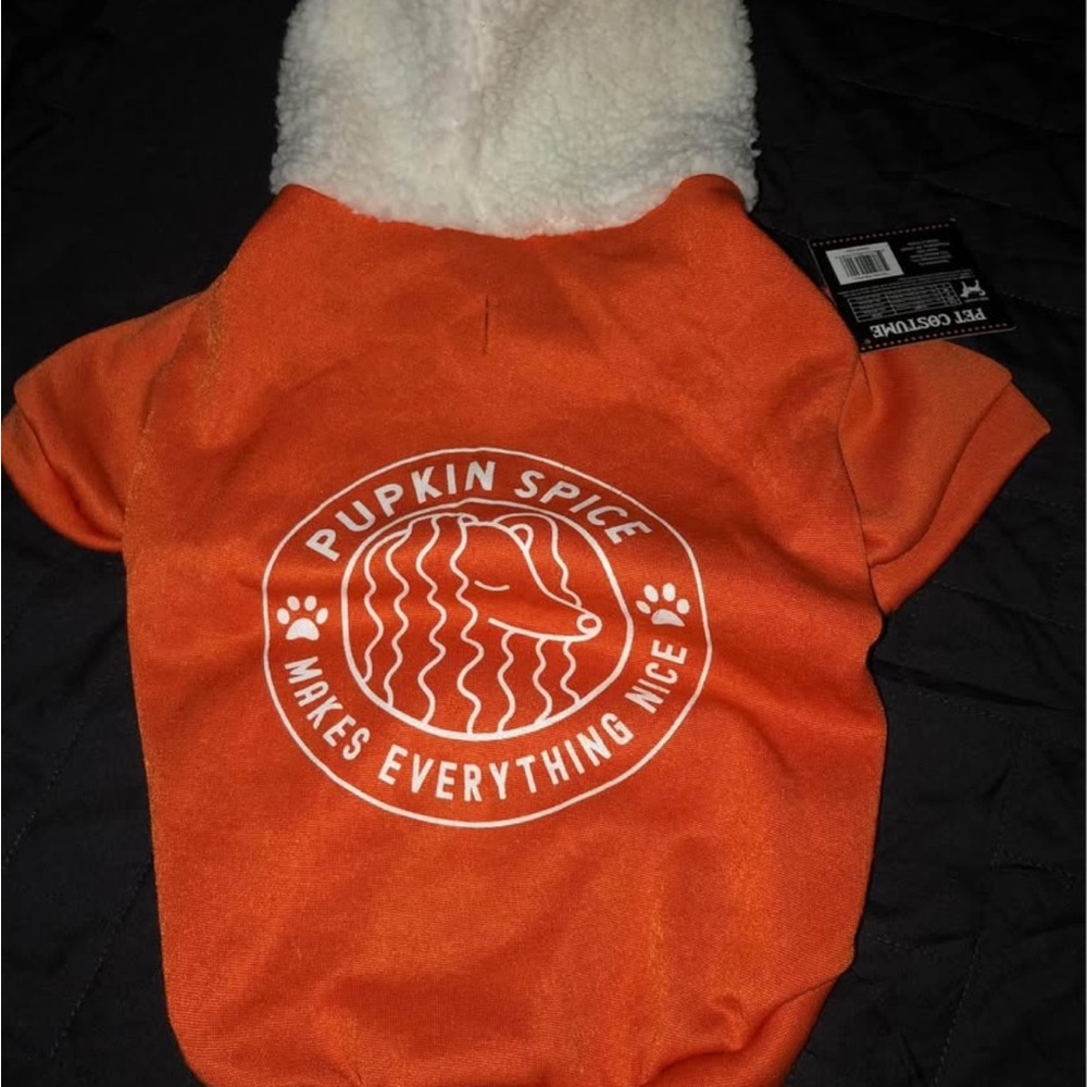 Pet Costume Orange and White Dog Sweater Pumpkin Spice Design